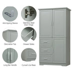 Mobile Contenitore Alto e Largo con Ante per Bagno/Ufficio, Tre Cassetti