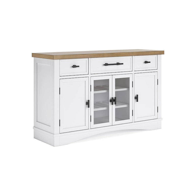 Credenza da pranzo bianca e naturale con contenitore – 60L x 19P x 37A
