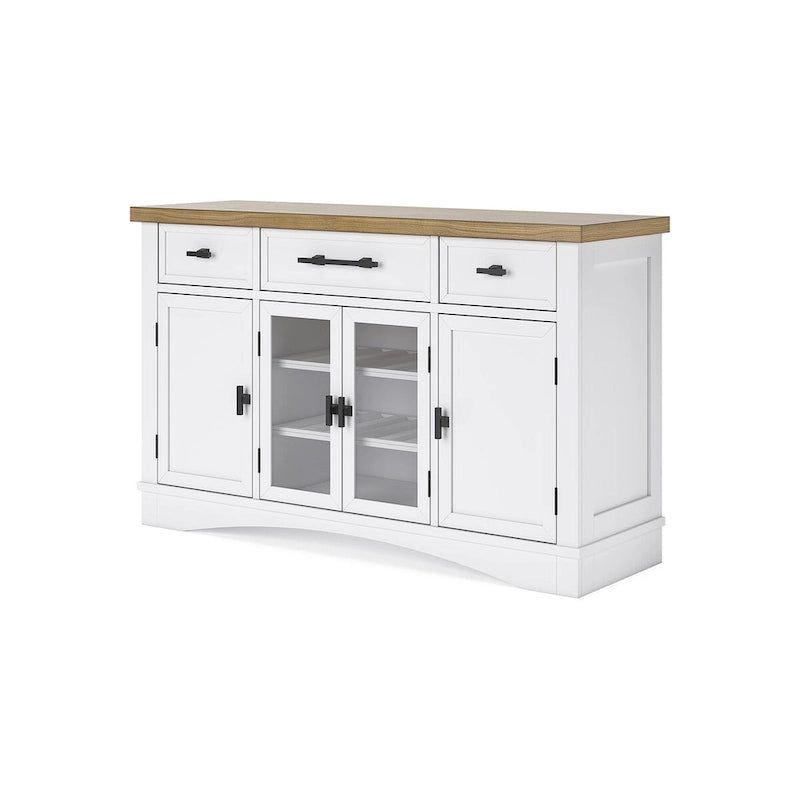 Credenza da pranzo bianca e naturale con contenitore – 60L x 19P x 37A