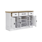 Credenza da pranzo bianca e naturale con contenitore – 60L x 19P x 37A
