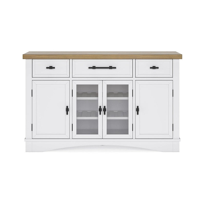 Credenza da pranzo bianca e naturale con contenitore – 60L x 19P x 37A