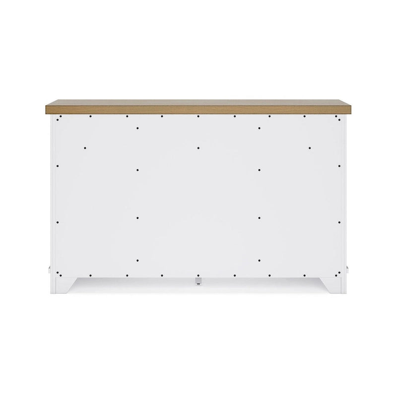Credenza da pranzo bianca e naturale con contenitore – 60L x 19P x 37A
