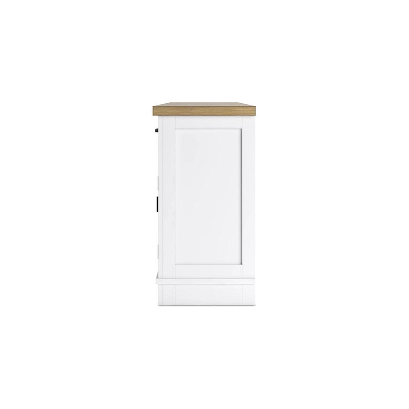 Credenza da pranzo bianca e naturale con contenitore – 60L x 19P x 37A