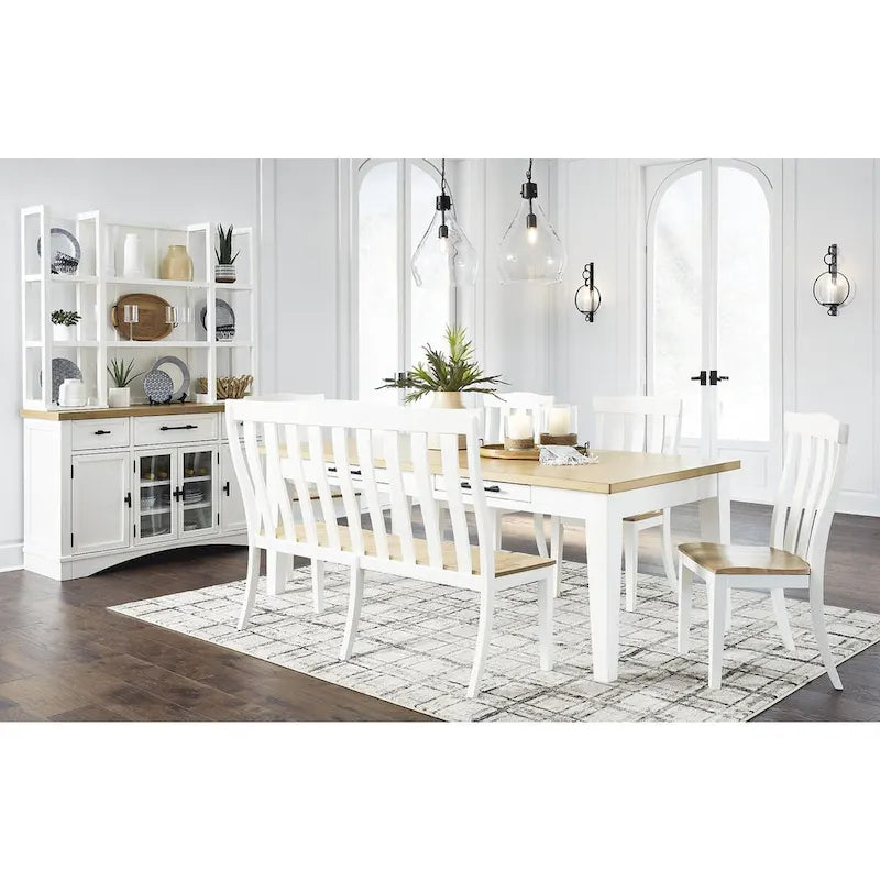Credenza da pranzo bianca e naturale con contenitore – 60L x 19P x 37A