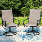 Captiva Designs – Ensemble de salle à manger 9 pièces d'extérieur, table carrée en métal à lattes et chaises pivotantes rembourrées en toile de Captiva Designs
