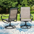 Captiva Designs – Ensemble de salle à manger 9 pièces d'extérieur, table carrée en métal à lattes et chaises pivotantes rembourrées en toile de Captiva Designs