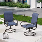 Captiva Designs – Ensemble de salle à manger 9 pièces d'extérieur, table carrée en métal à lattes et chaises pivotantes rembourrées en toile de Captiva Designs