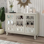 Credenza con ante in vetro e maniglia argentata per soggiorno