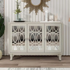 Credenza con ante in vetro e maniglia argentata per soggiorno
