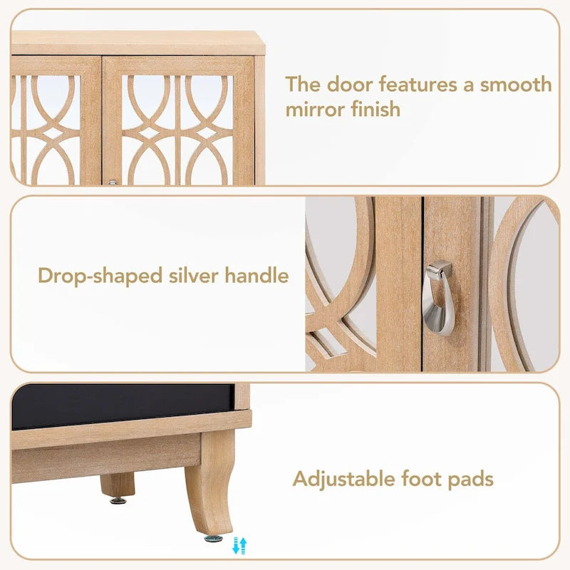 Credenza con ante in vetro e maniglia argentata per soggiorno