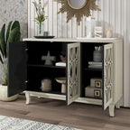 Credenza con ante in vetro e maniglia argentata per soggiorno