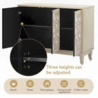 Credenza con ante in vetro e maniglia argentata per soggiorno