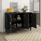Credenza con ante in vetro e maniglia argentata per soggiorno