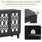 Credenza con ante in vetro e maniglia argentata per soggiorno