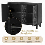 Credenza con ante in vetro e maniglia argentata per soggiorno