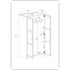 Armadio Urban a 2 ante in 100% legno massello con ante piene e a specchio